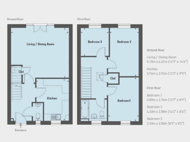 Floor plan, 3 bedroom house  - artist's impression subject to change